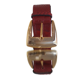 Cinto Couro Legítimo Vermelho Croco (3,5cm Larg)