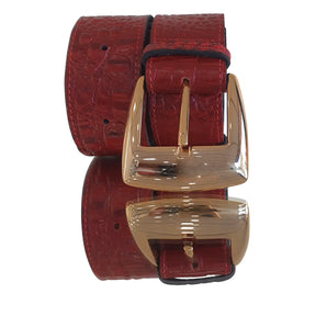 Cinto Couro Legítimo Vermelho Croco (3,5cm Larg)