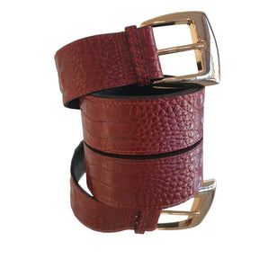 Cinto Couro Legítimo Vermelho Croco (3,5cm Larg)