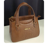 Bolsa Couro Legítimo Caramelo Croco Com Alça Transversal Removível