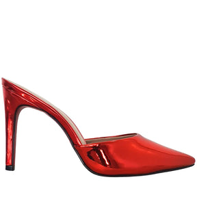 Mule Vermelho Candy Espelhado  Salto Alto 10cm Sola Vermelha