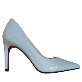 Scarpin Azul Claro Verniz Salto Alto 10cm Sola Vermelha