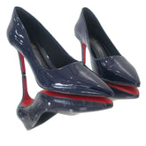 Scarpin Azul Marinho Verniz Salto Alto 8cm Sola Vermelha