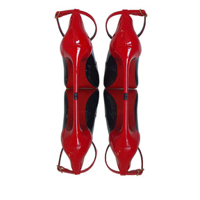 Scarpin Bicolor Preto Com Vermelho Verniz Salto Alto 10cm Sola Vermelha