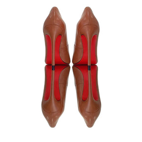 Scarpin Caramelo Acetinado Salto Alto 12cm Sola Vermelha