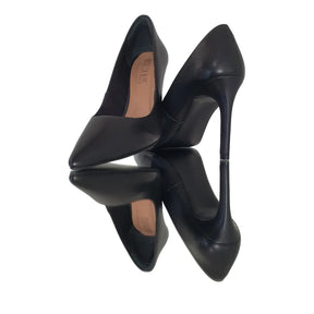 Scarpin Couro Legítimo Preto Fosco Salto Alto 10cm Sola Preta