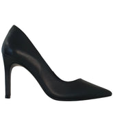 Scarpin Couro Legítimo Preto Fosco Salto Alto 10cm Sola Preta