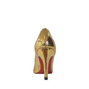 Scarpin Dourado Espelhado Salto Médio 8cm Sola Vermelha