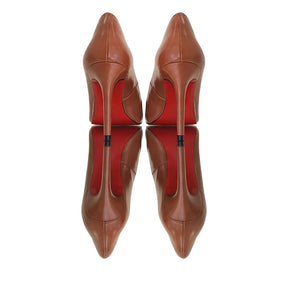 Scarpin Caramelo Acetinado Salto Alto 10cm Sola Vermelha