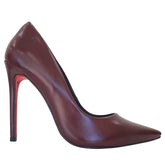 Scarpin Marsala Acetinado Salto Alto 12cm Sola Vermelha