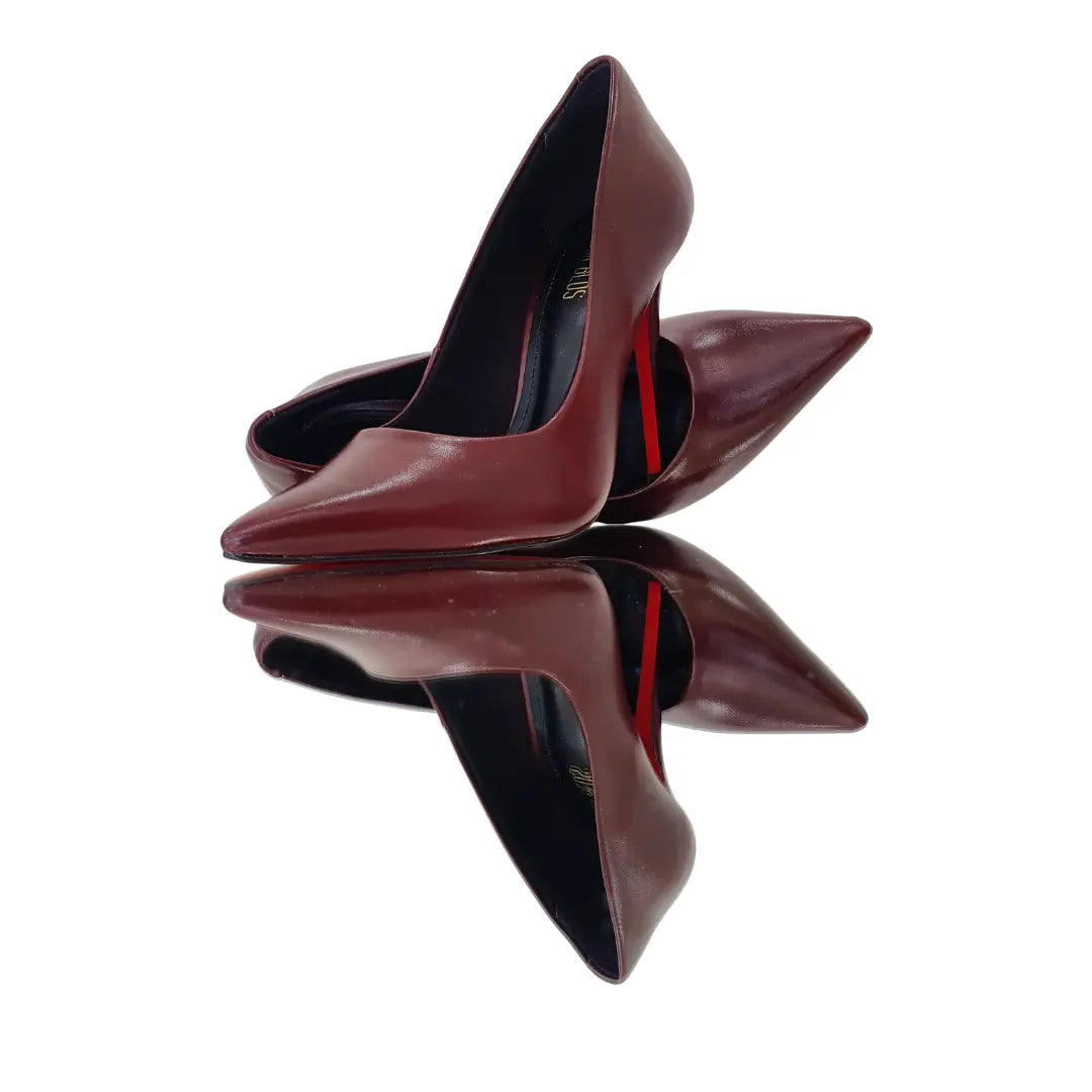 Scarpin Marsala Acetinado Salto Alto 12cm Sola Vermelha