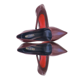 Scarpin Marsala Acetinado Salto Alto 12cm Sola Vermelha