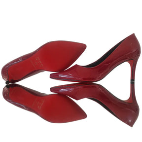 Scarpin Marsala Verniz Salto Médio 8cm Sola Vermelha