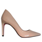 Scarpin Nude Verniz Salto Alto 10cm Sola Vermelha