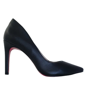 Scarpin Couro Legítimo Preto Fosco Salto Alto 10cm Sola Vermelha