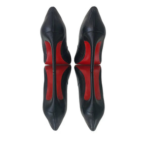 Scarpin Couro Legítimo Preto Fosco Salto Alto 10cm Sola Vermelha