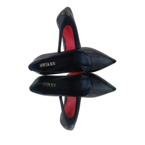 Scarpin Couro Legítimo Preto Fosco Salto Alto 12cm Sola Vermelha