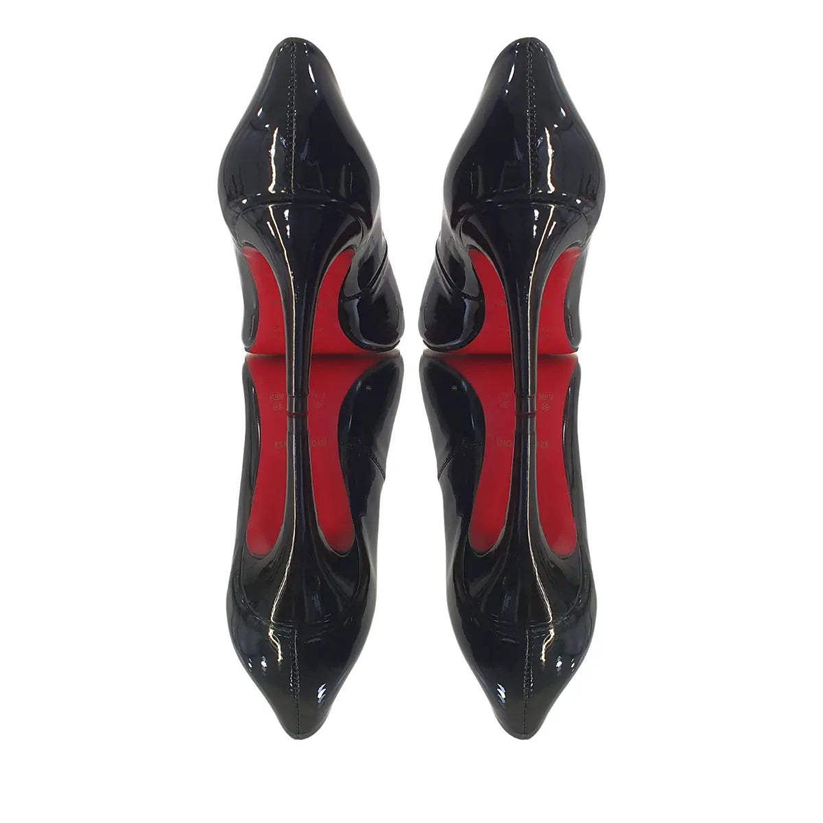 Scarpin Preto Verniz Salto Médio 8cm Sola Vermelha