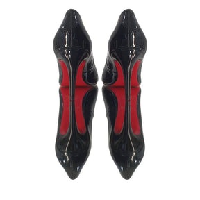 Scarpin Preto Verniz Salto Médio 8cm Sola Vermelha