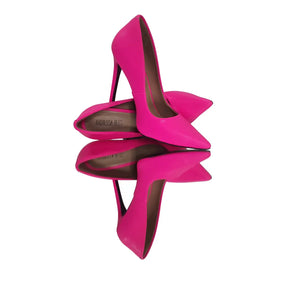 Scarpin Rosa Neon Salto Alto 12cm Sola Preta