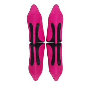 Scarpin Rosa Neon Salto Alto 12cm Sola Preta