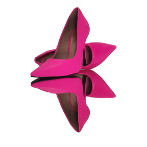 Scarpin Rosa Neon Salto Alto 12cm Sola Preta