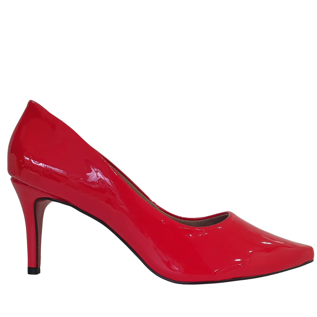 Scarpin Vermelho Verniz Salto Médio 8cm Sola Vermelha