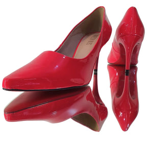 Scarpin Vermelho Verniz Salto Médio 8cm Sola Vermelha