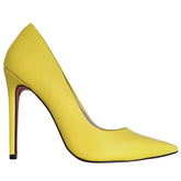 Scarpin Amarelo Fosco Salto Alto 12cm Sola Vermelha