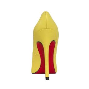Scarpin Amarelo Fosco Salto Alto 12cm Sola Vermelha