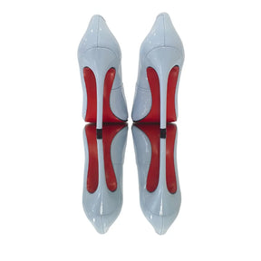 Scarpin Azul Claro Verniz Salto Alto 12cm Sola Vermelha