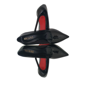 Scarpin Couro Legítimo Preto Verniz Salto Alto 12cm Sola Vermelha