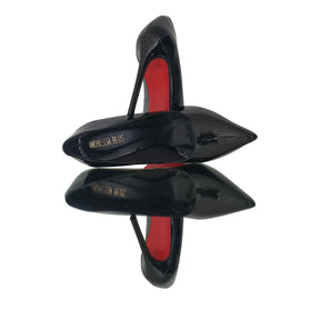 Scarpin Couro Legítimo Preto Verniz Salto Alto 12cm Sola Vermelha