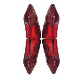 Scarpin Marsala Verniz Salto Alto 10cm Sola Vermelha