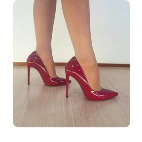 Scarpin Marsala Verniz Salto Alto 12cm Sola Vermelha