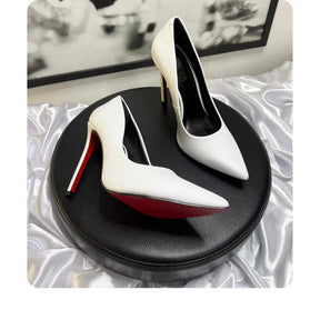 Scarpin Couro Legítimo Branco Fosco Salto Alto 12cm Sola Vermelha