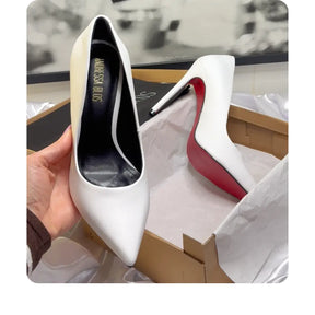 Scarpin Couro Legítimo Branco Fosco Salto Alto 12cm Sola Vermelha
