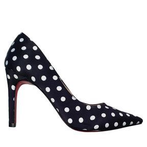 Scarpin Preto Poá Salto Alto 10cm Sola Vermelha