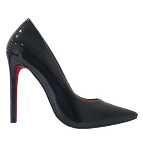 Scarpin Preto Verniz Salto Alto 12cm Sola Vermelha