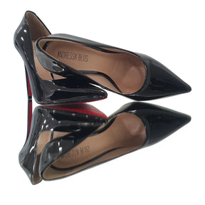 Scarpin Preto Verniz Salto Alto 12cm Sola Vermelha