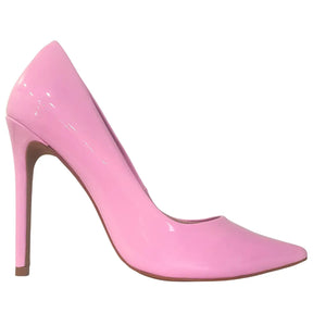 Scarpin Rosa Claro Verniz Salto Alto 12cm Sola Bege