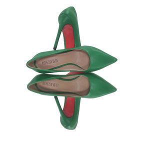 Scarpin Verde Bandeira Fosco Salto Alto 12cm Sola Vermelha