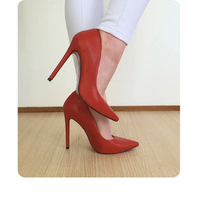 Scarpin Vermelho Fosco Salto Alto 12 cm Sola Vermelha