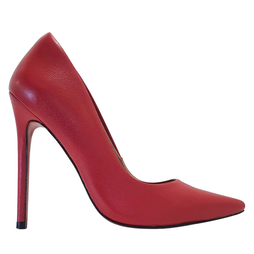 Scarpin Vermelho Fosco Salto Alto 12 cm Sola Vermelha