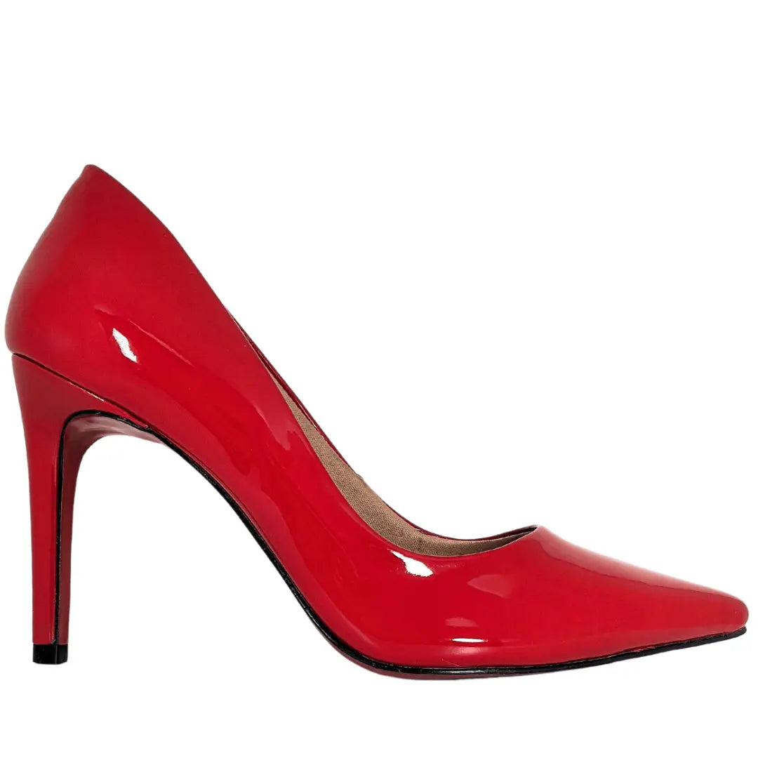Scarpin Vermelho Verniz Salto Alto 10cm Sola Vermelha