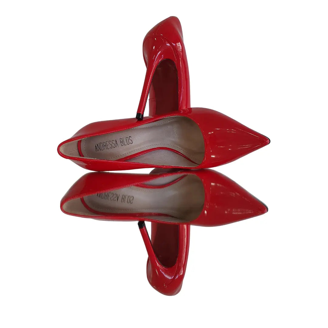 Scarpin Vermelho Verniz Salto Alto 12cm Sola Vermelha