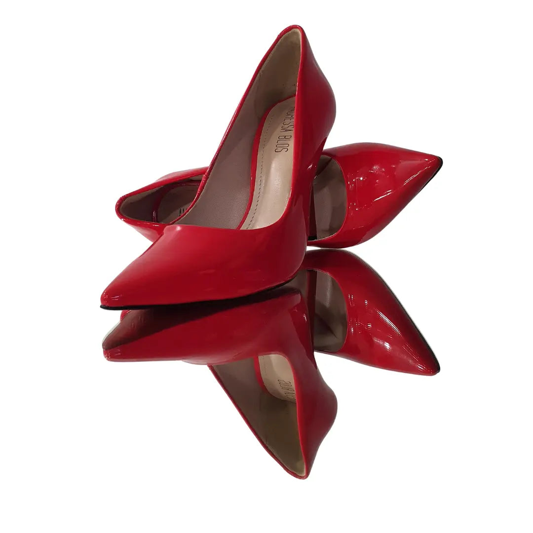 Scarpin Vermelho Verniz Salto Alto 12cm Sola Vermelha