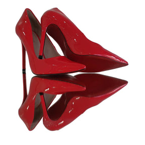 Scarpin Vermelho Verniz Salto Alto 12cm Sola Vermelha