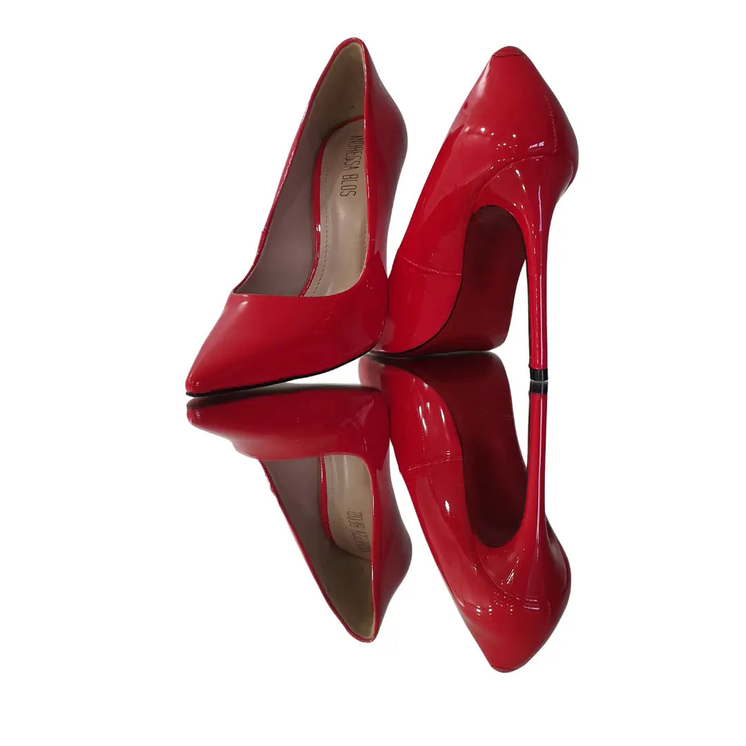 Scarpin Vermelho Verniz Salto Alto 12cm Sola Vermelha