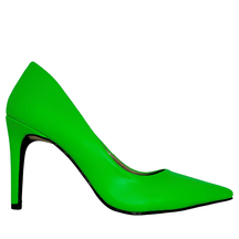 Scarpin Verde Neon Fosco Salto Alto 10 cm Sola Vermelha